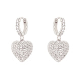 Orecchini mini cerchio e cuore Petit Pavè - Bianco - Sodini Bijoux