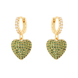 Orecchini mini cerchio e cuore Petit Pavè - Verde - Sodini Bijoux