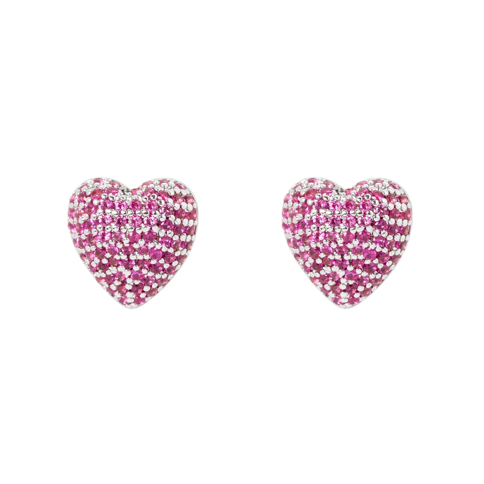 Orecchini a cuore Petit Pavè - Fucsia - Sodini Bijoux