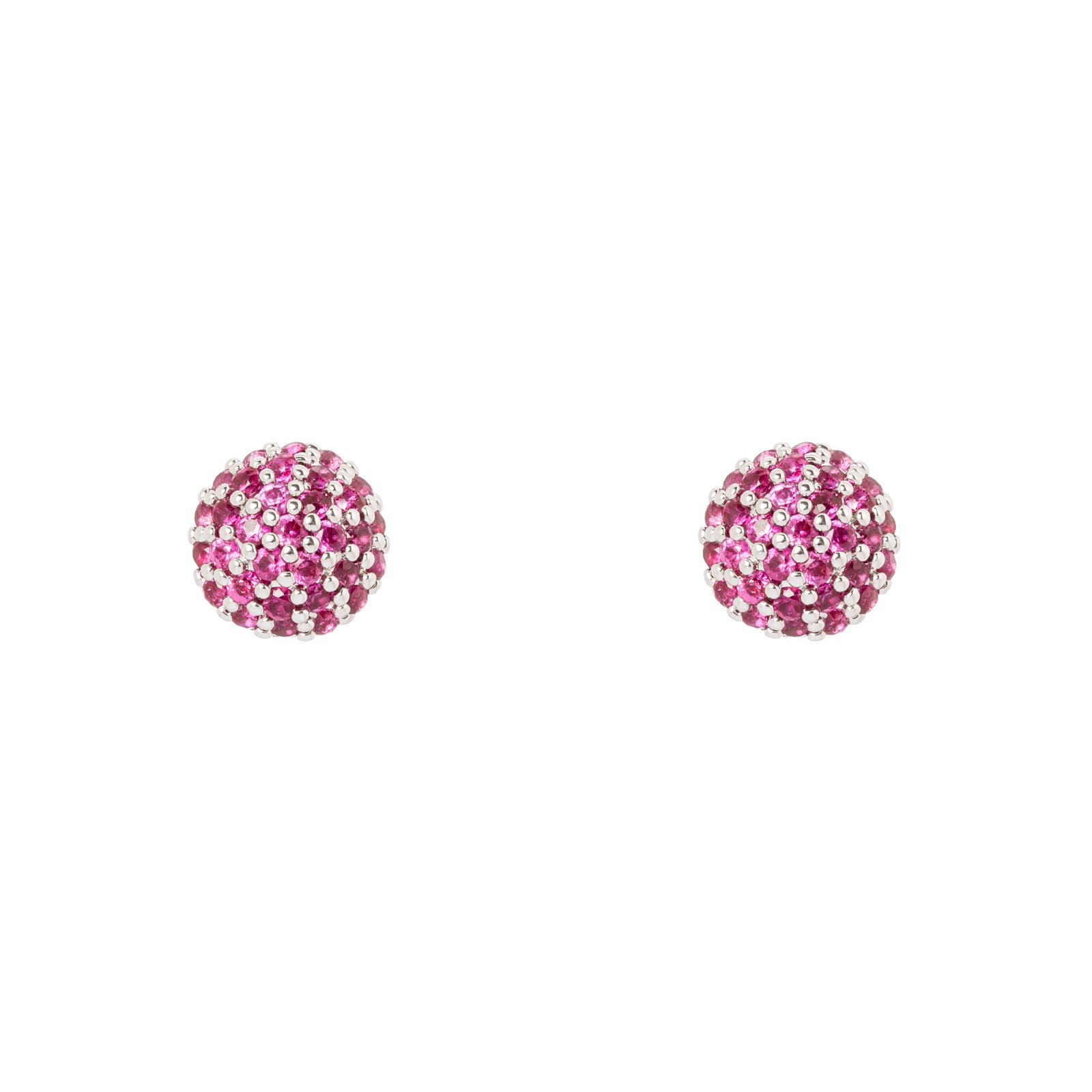 Orecchini a semi-sfera Petit Pavè - Fucsia - Sodini Bijoux