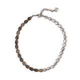 Bead and pearl necklace Jane - Grey - Sodini Bijoux