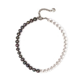 Bead and boule necklace Jane - Grey - Sodini Bijoux