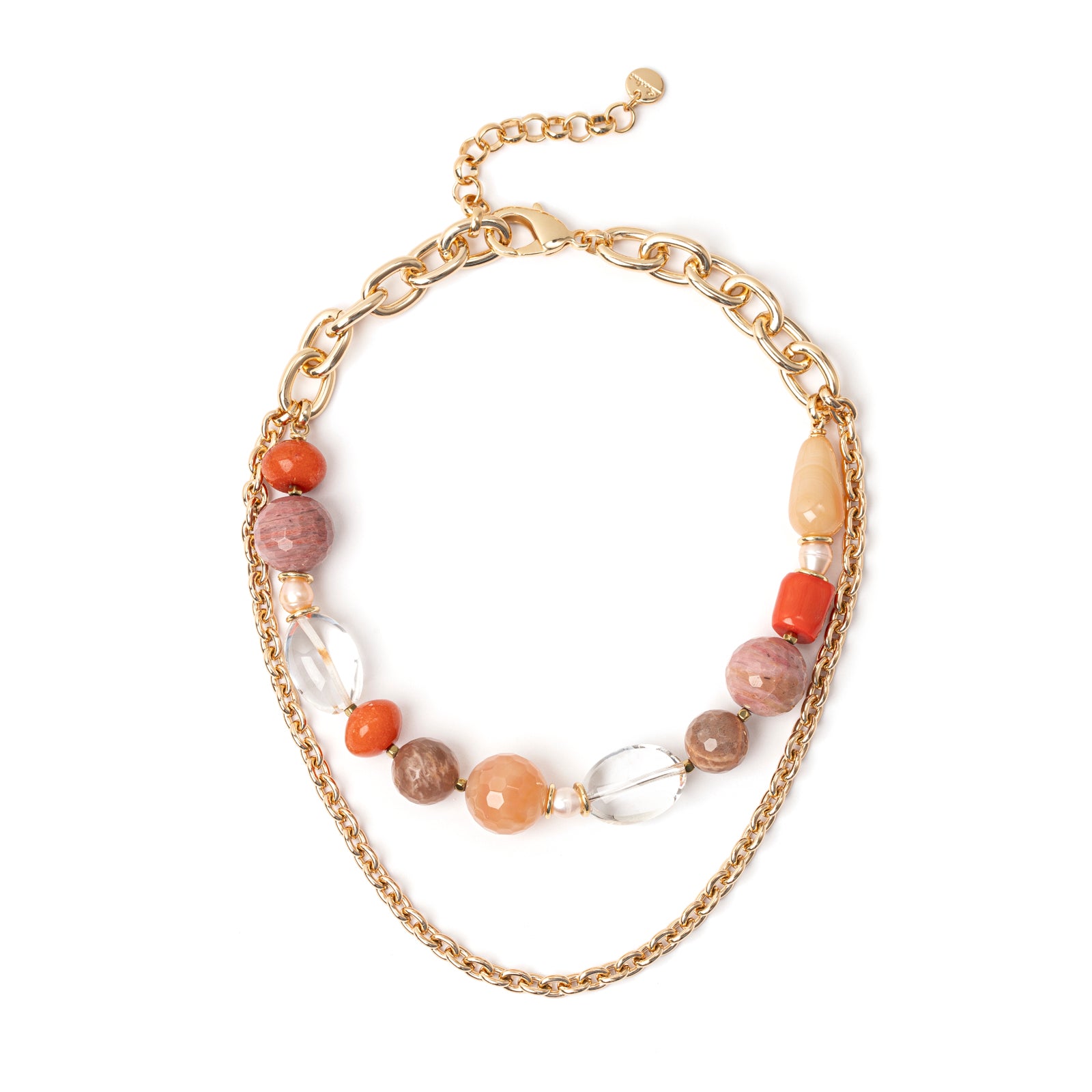 Jane double-strand necklace Agate, Sun Stone and Pearls Jane - Multicoloured - Sodini Bijoux