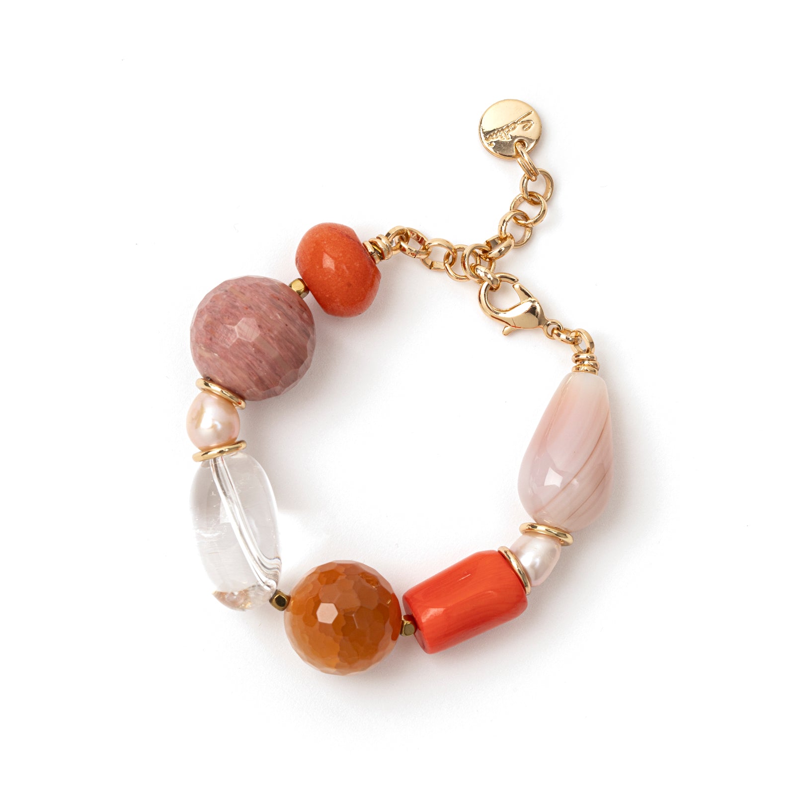 Jane Bracelet with Agate, Sun Stone and Pearls Jane - Multicoloured - Sodini Bijoux