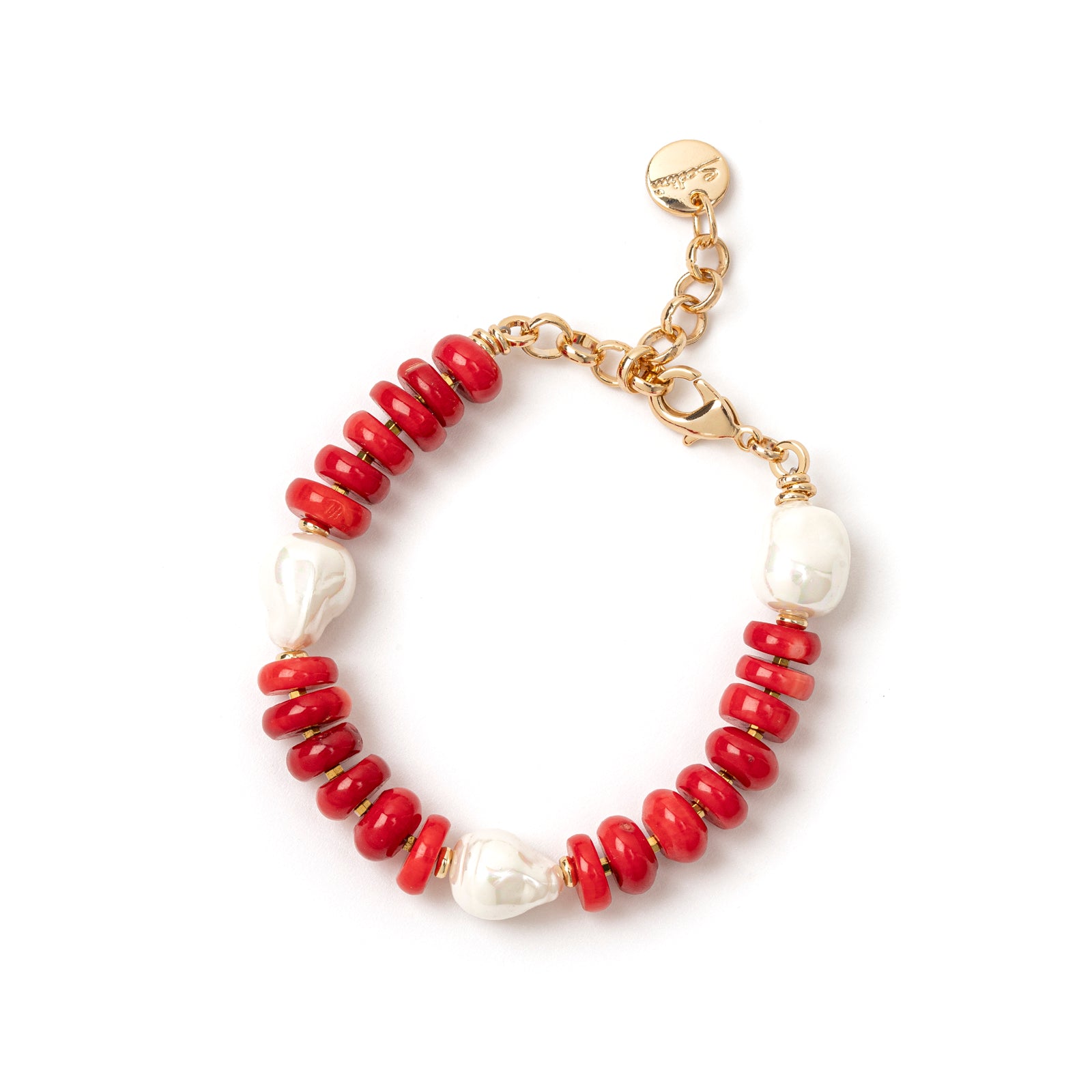 Jane Coral and Pearls Bracelet Jane - Red - Sodini Bijoux