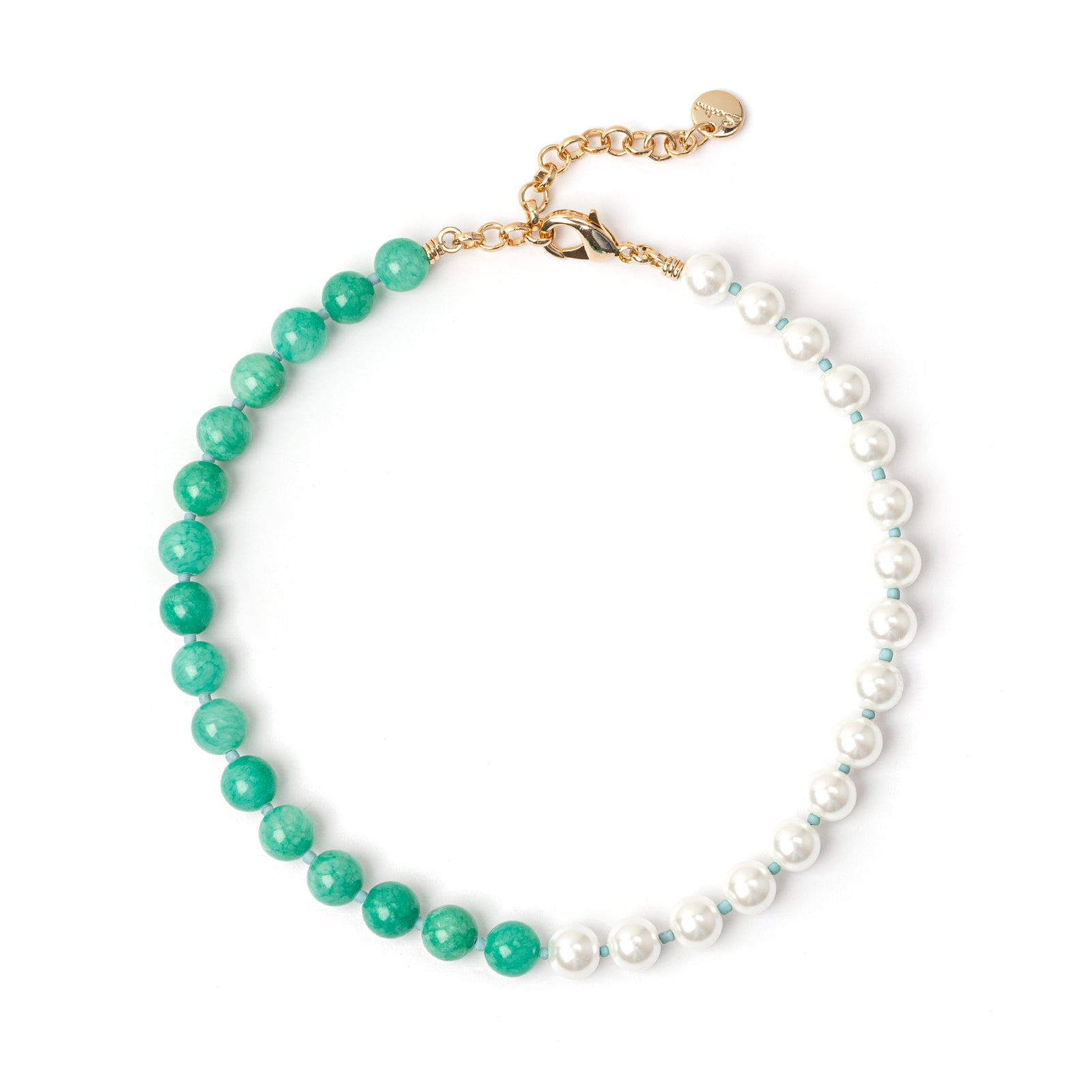 Jane Necklace Two-tone Pearls and Jane - Green - Sodini Bijoux