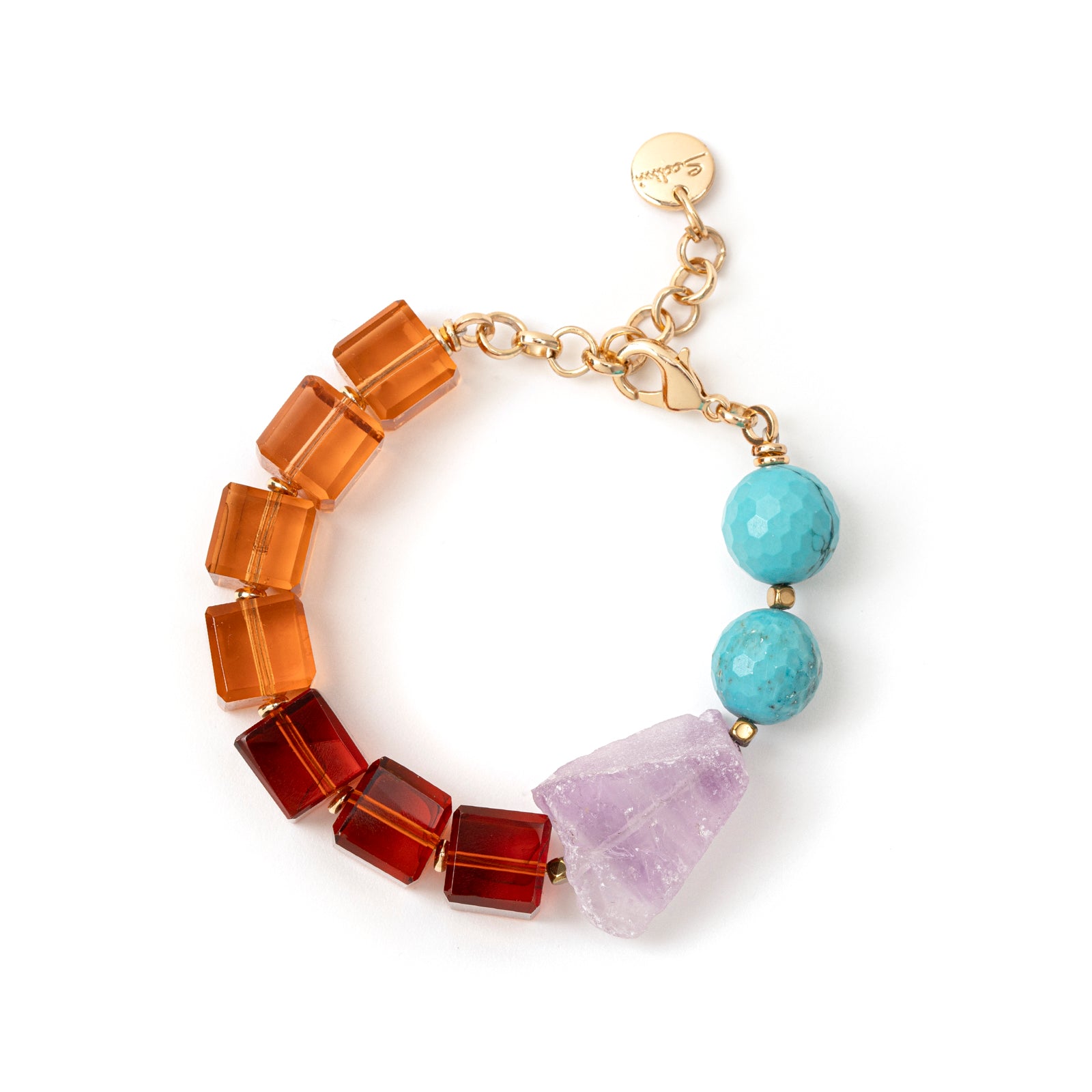 Bracelet Jane Turquoise, Amethyst, Red and Jane - Multicoloured - Sodini Bijoux