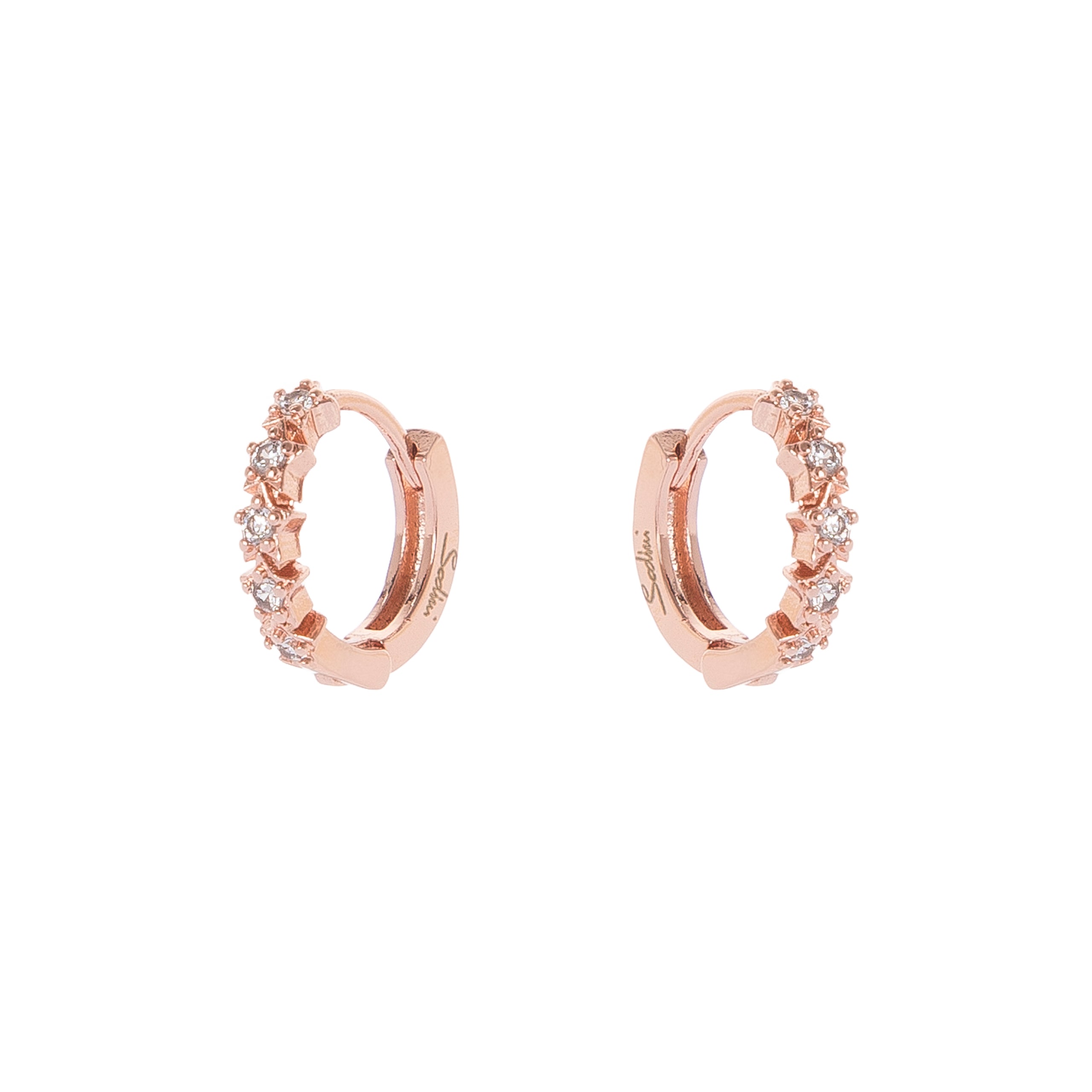 Small hoop earrings and stars Malibù - Pink gold - Sodini Bijoux