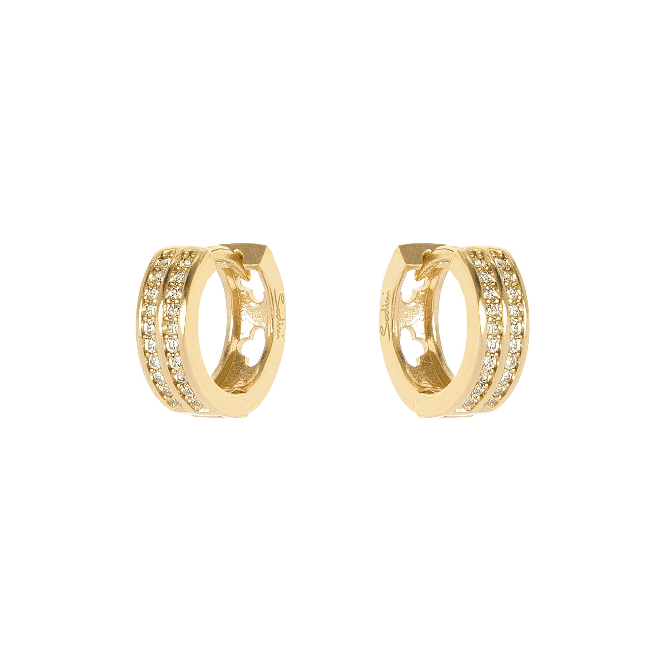 Small hoop earrings and diamonds Malibù - Gold - Sodini Bijoux