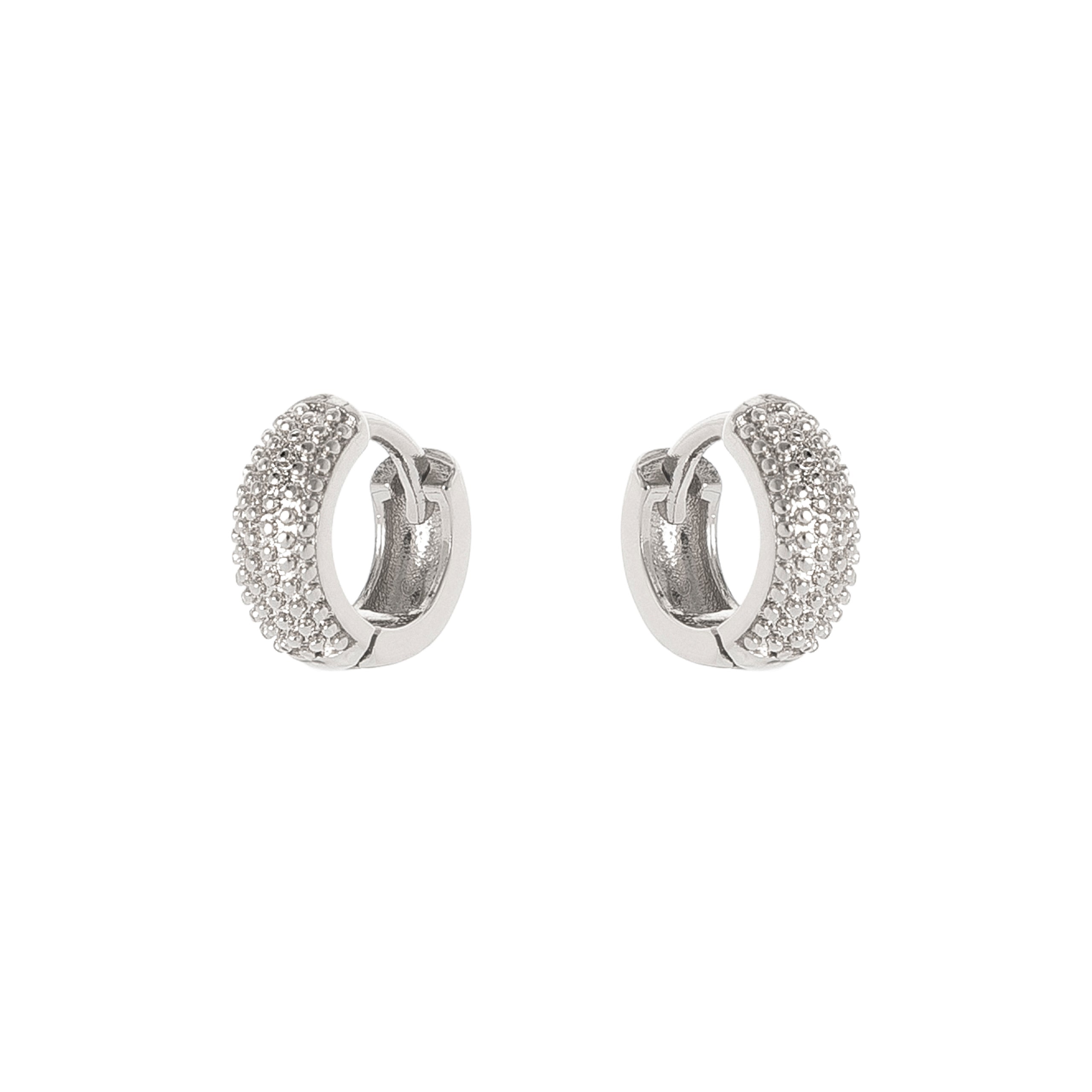 Small hoop and granule earrings Malibù - Silver - Sodini Bijoux