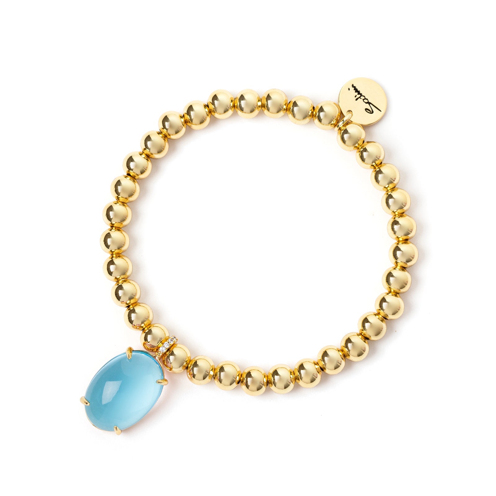 Bracciale elastico boule e cabochon Blossom - Blu - Sodini Bijoux