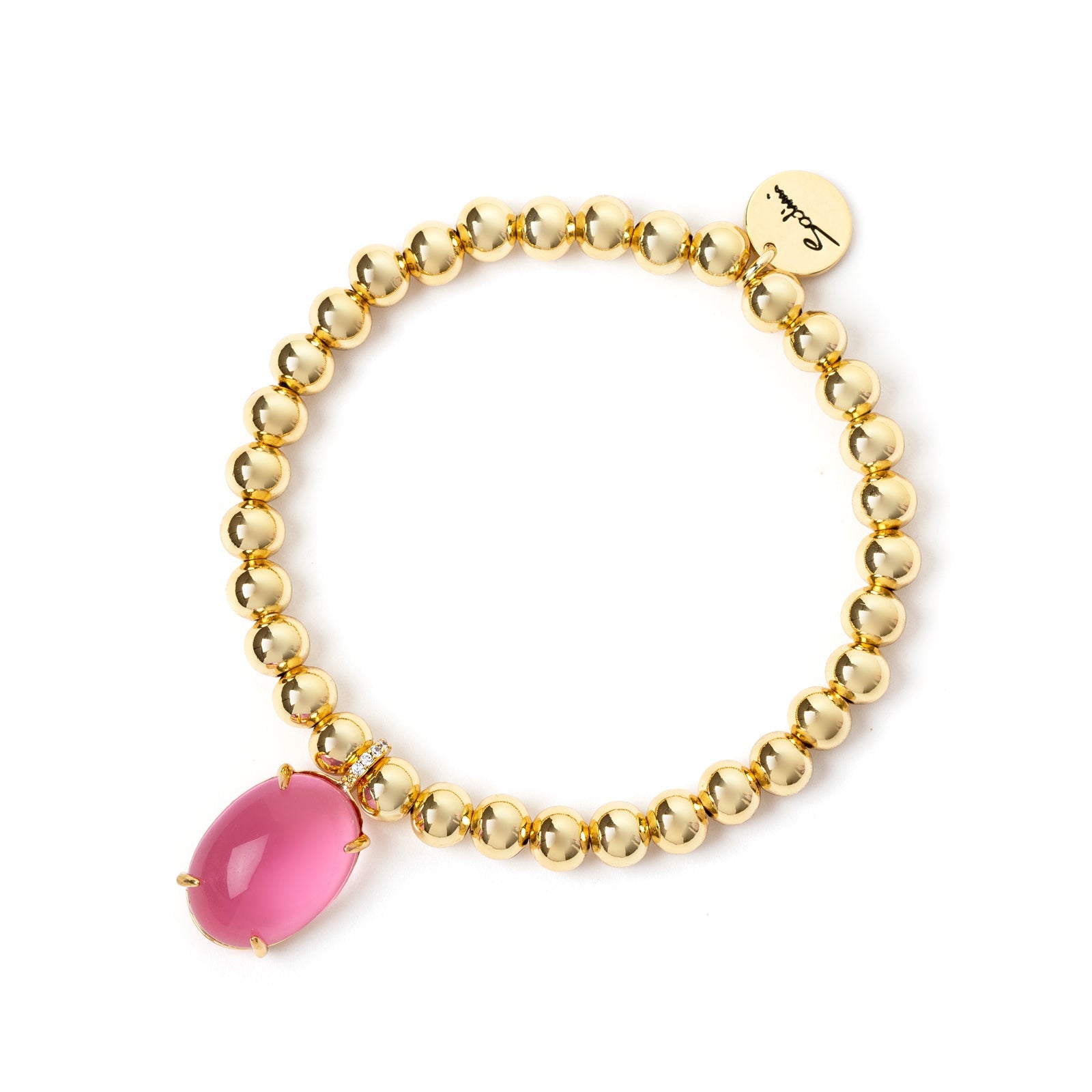 Bracciale elastico boule e cabochon Blossom - Fucsia - Sodini Bijoux