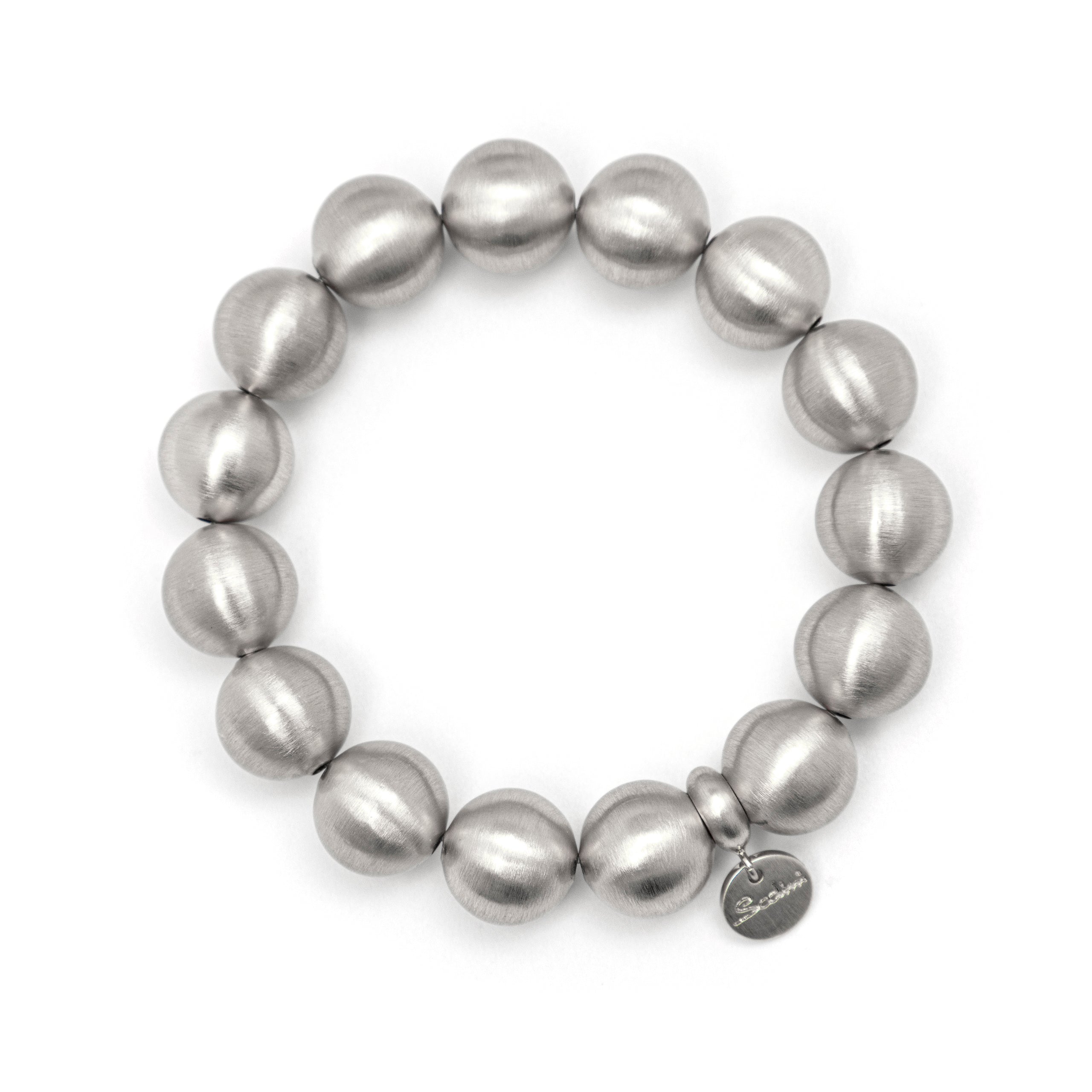 Elastic maxi boule bracelet Sissi - Matt silver - Sodini Bijoux