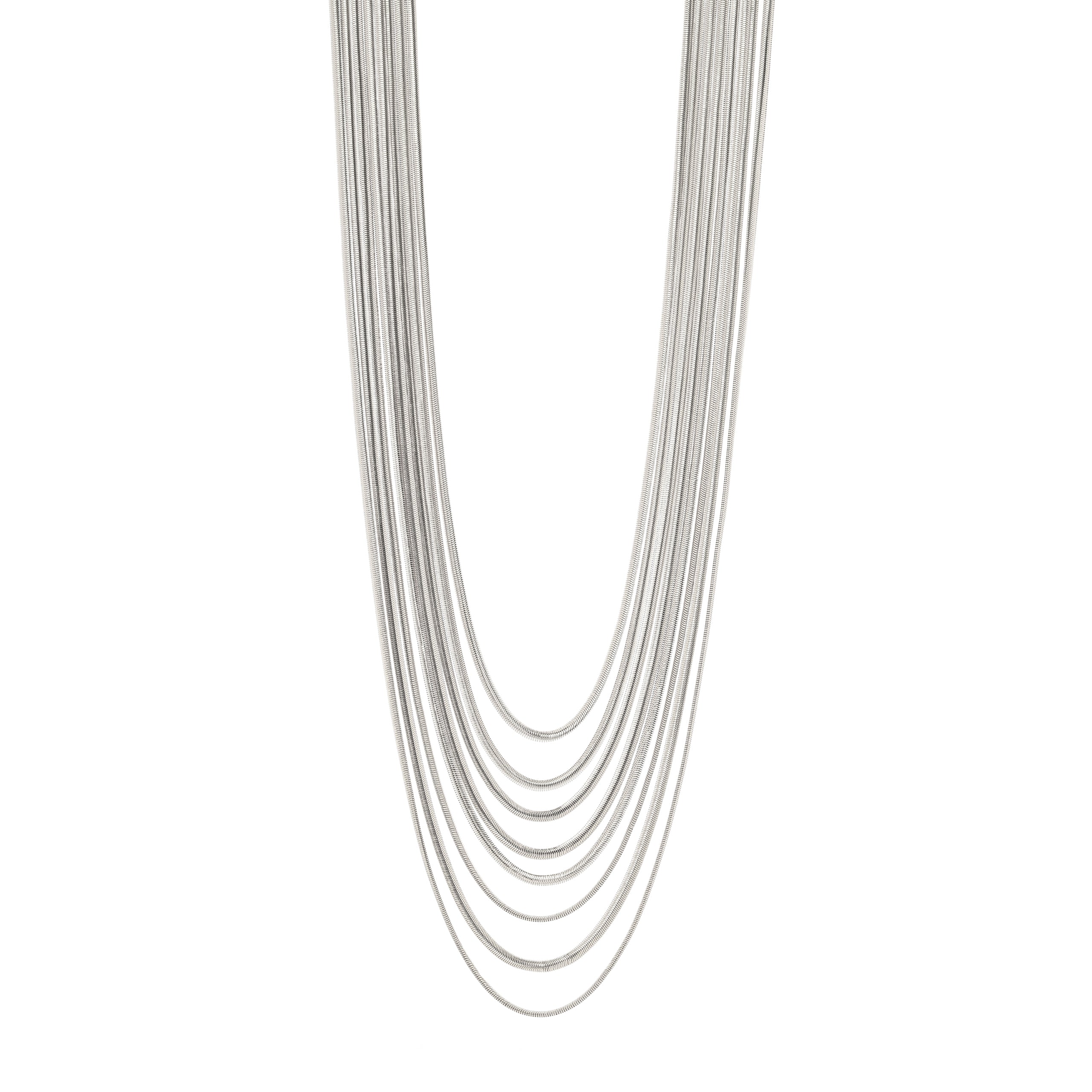 Multi-strand long necklace Cleopatra - Silver - Sodini Bijoux