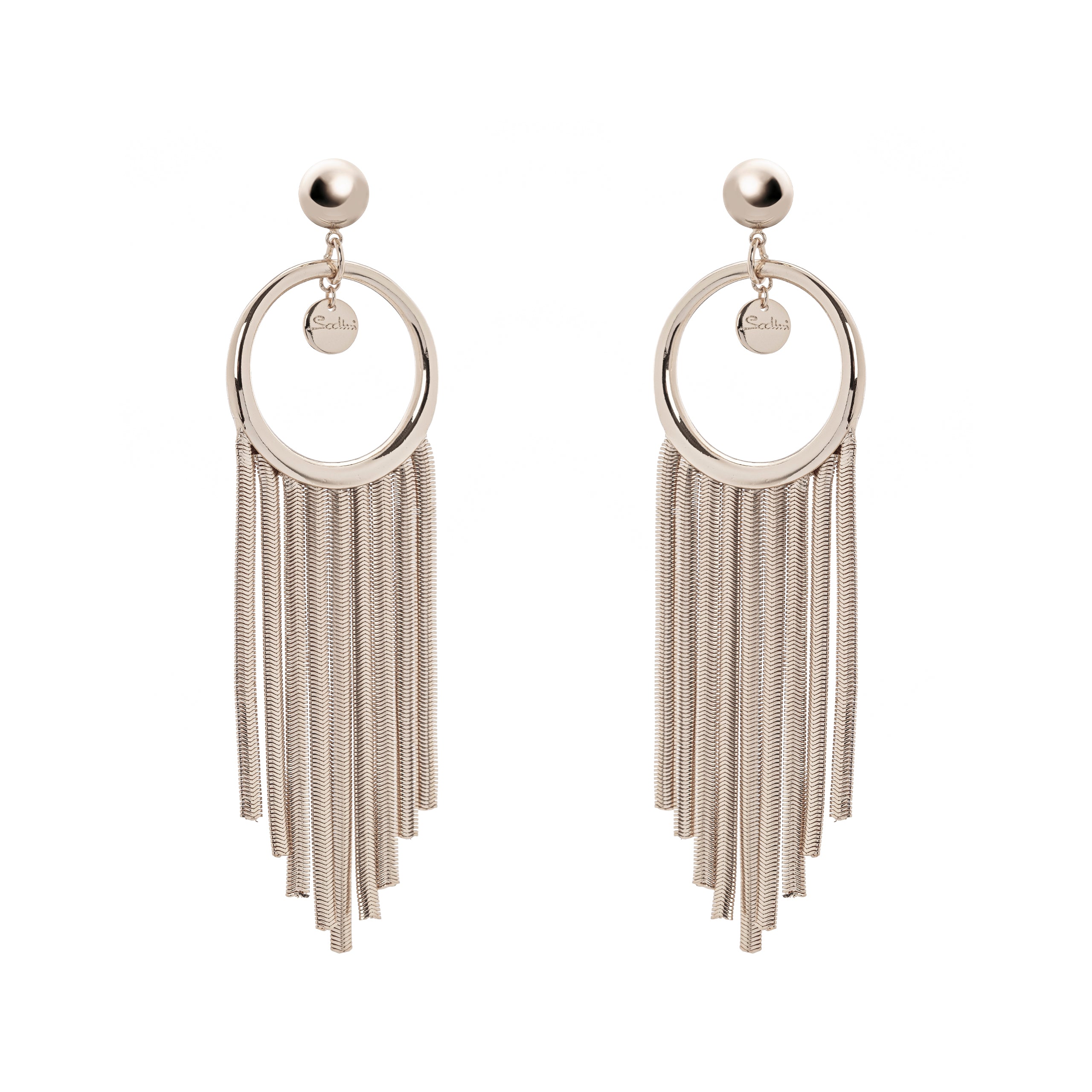 Clip-on hoop and fringe earrings Cleopatra - Bronze - Sodini Bijoux