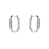 Small octagonal mini hoop earrings Ginevra - Silver - Sodini Bijoux