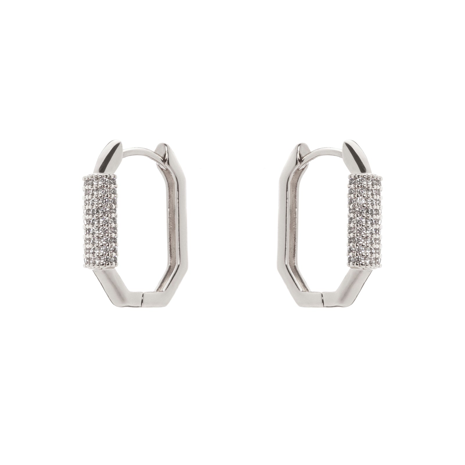 Small octagonal mini hoop earrings Ginevra - Silver - Sodini Bijoux