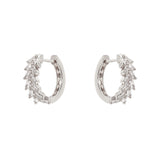 Mini hoop earrings with geometrical zirconia  Ginevra - Silver - Sodini Bijoux