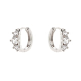 Mini hoop earrings with three zirconia Ginevra - Silver - Sodini Bijoux