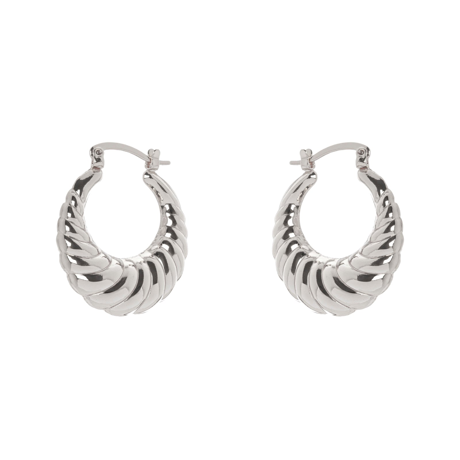 Domus Shell Hoop Earrings - Silver - Sodini Bijoux