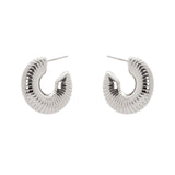 Domus Striped Hoop Earrings - Silver - Sodini Bijoux