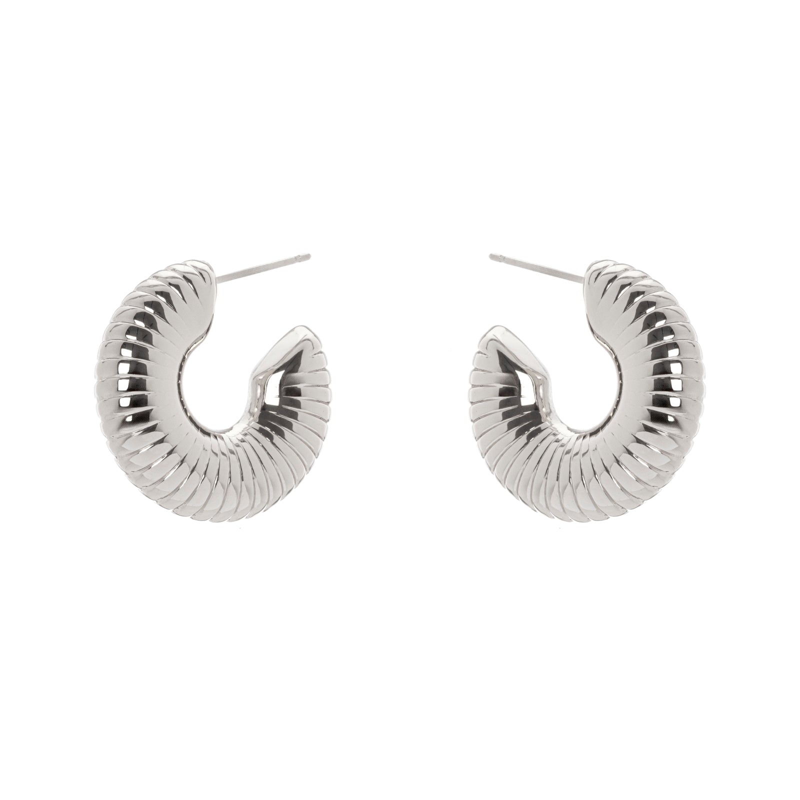 Domus Striped Hoop Earrings - Silver - Sodini Bijoux