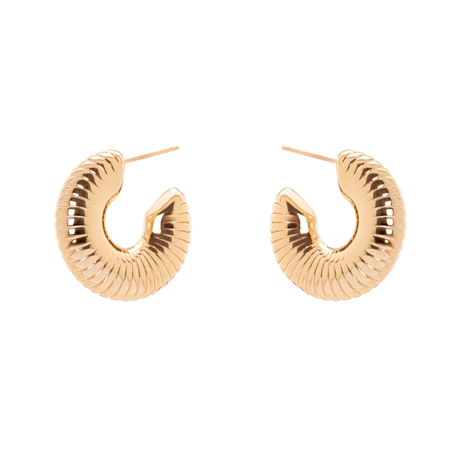 Domus Striped Hoop Earrings - Gold - Sodini Bijoux