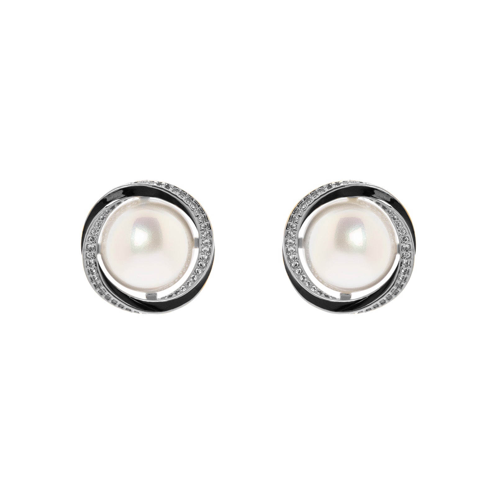 Earrings pearl and vortex Ginevra - Silver - Sodini Bijoux