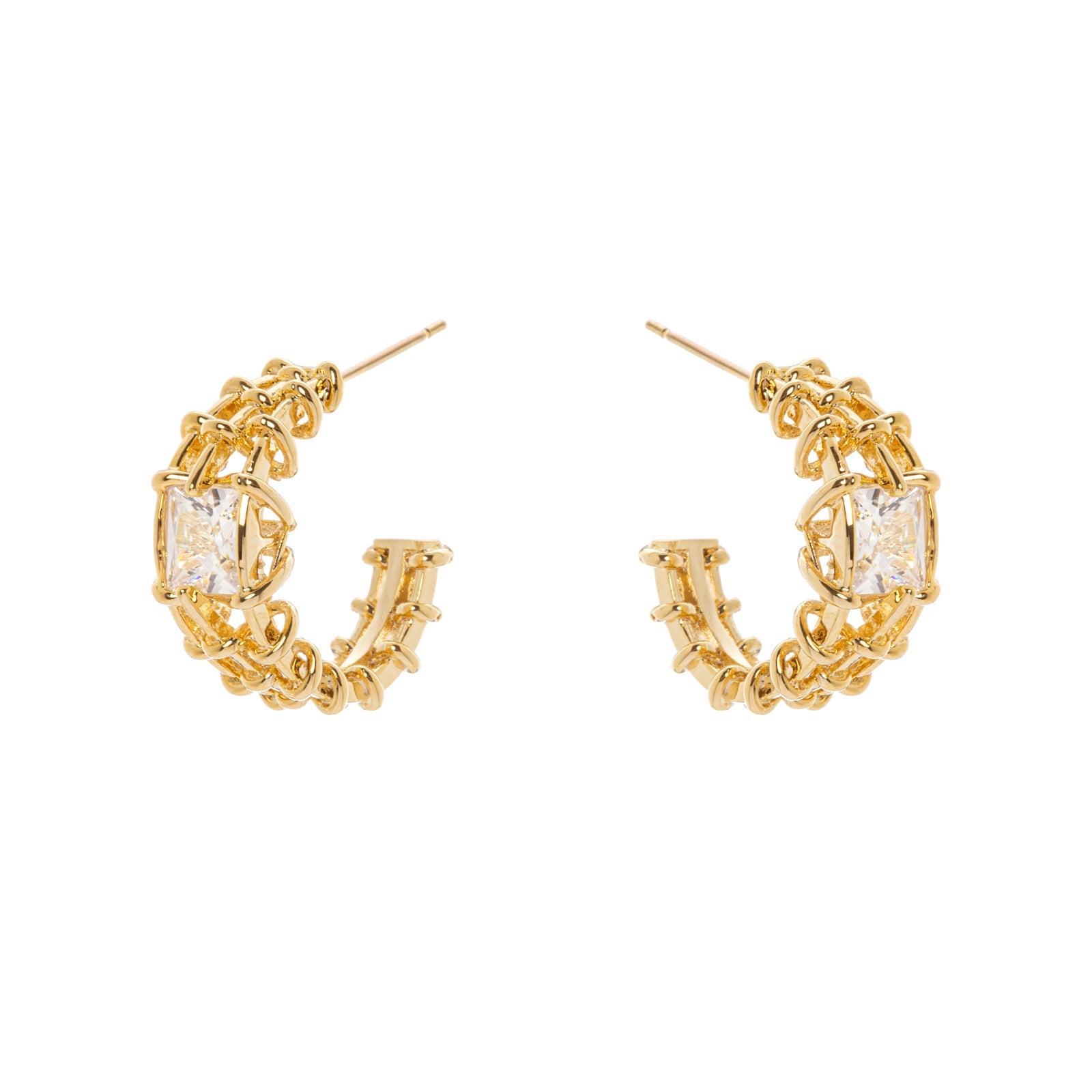 Earrings with three rows and intertwined links Ginevra - Gold - Sodini Bijoux