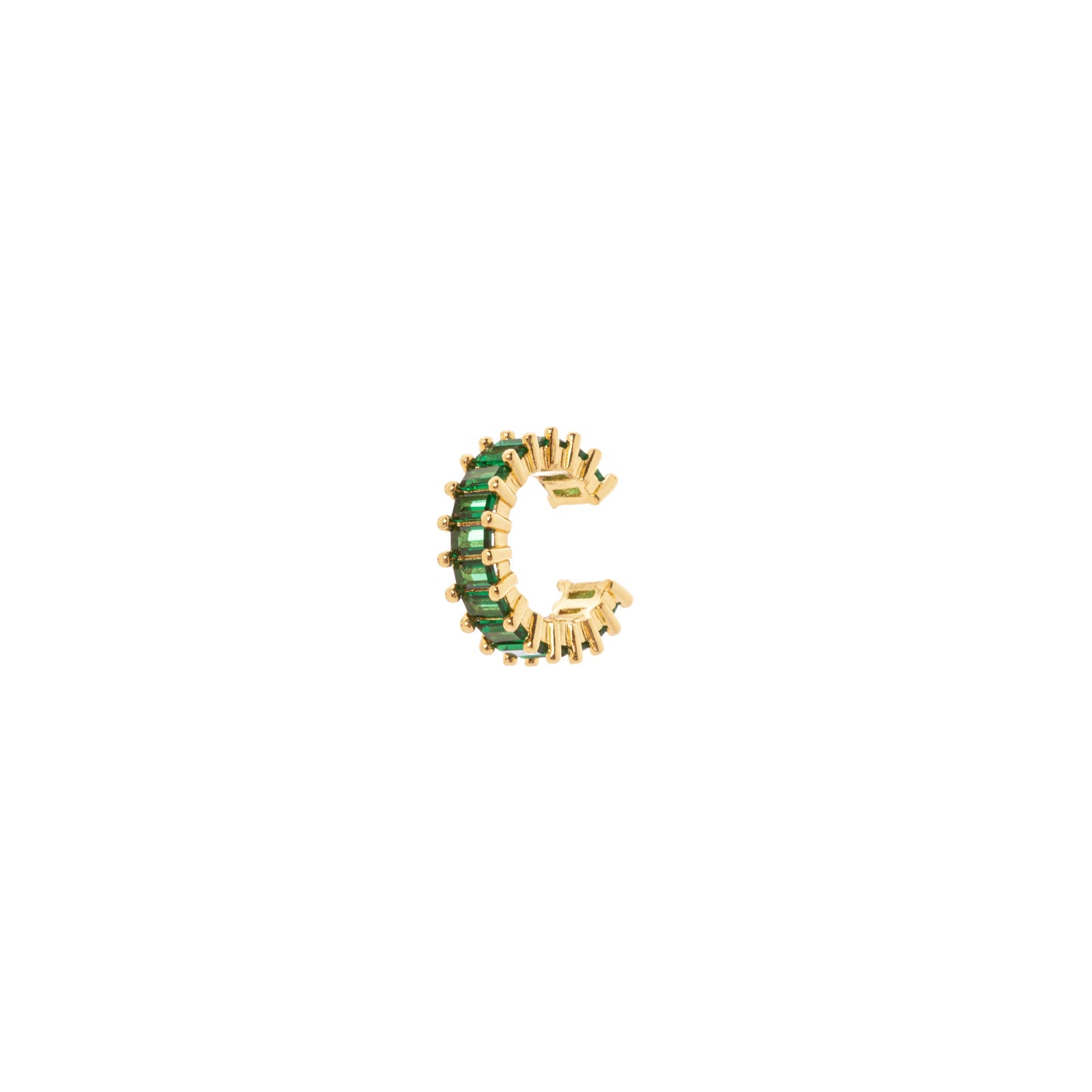 Small hoop earrings with row of zirconias Rania - Green - Sodini Bijoux