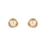 Pearl and intertwined rings earrings Rania - Gold - Sodini Bijoux