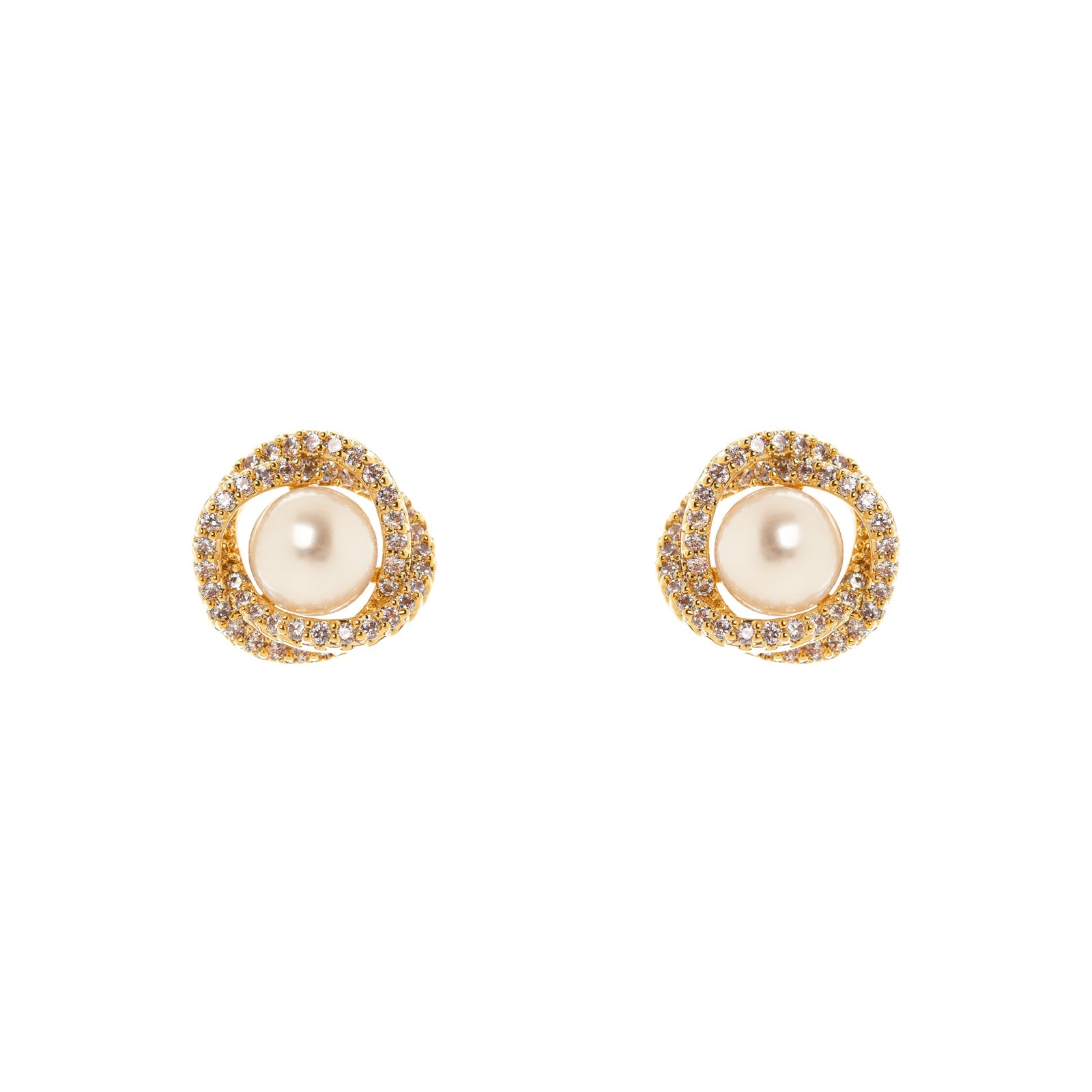 Pearl and intertwined rings earrings Rania - Gold - Sodini Bijoux