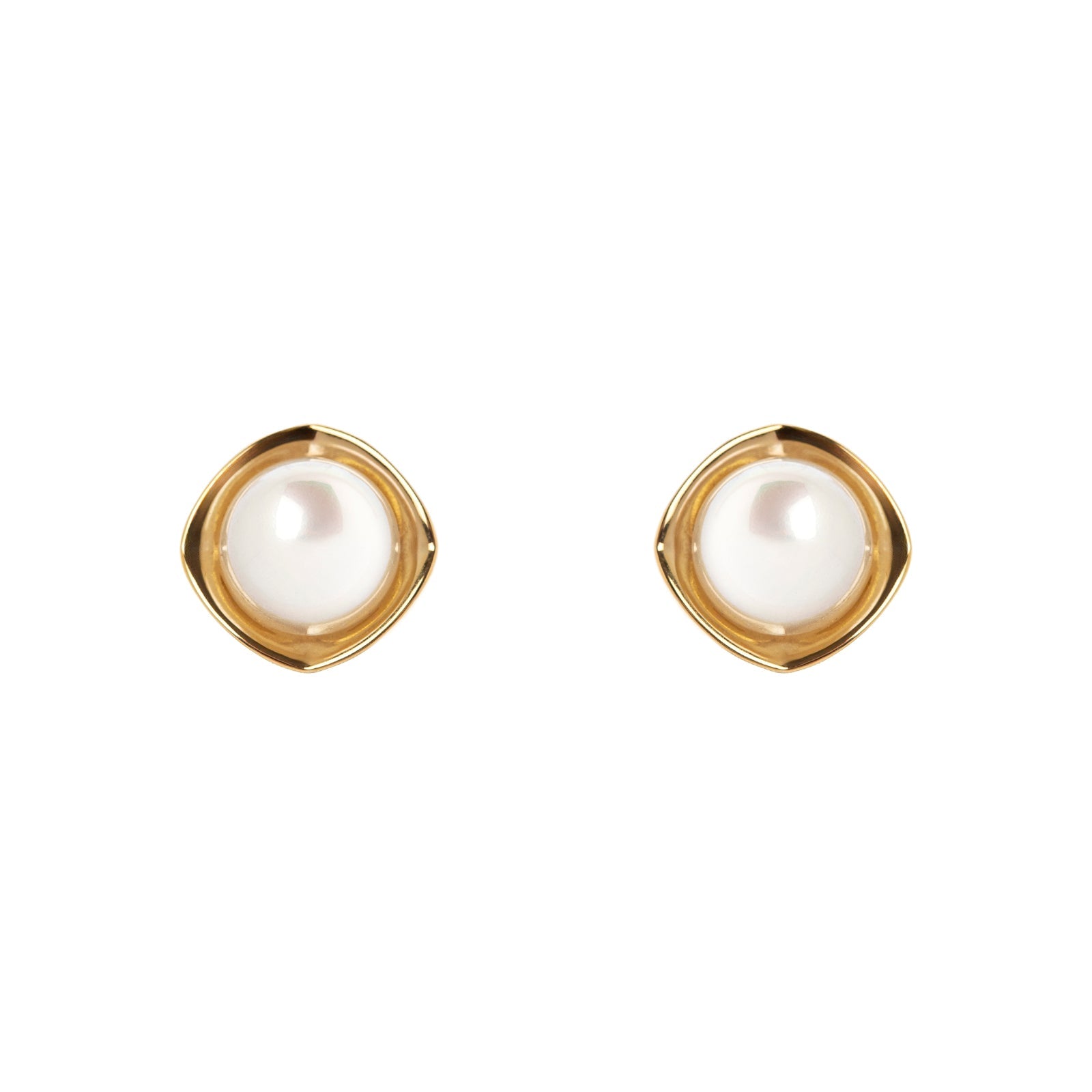 Pearl and rhomboid frame earrings Rania - White - Sodini Bijoux