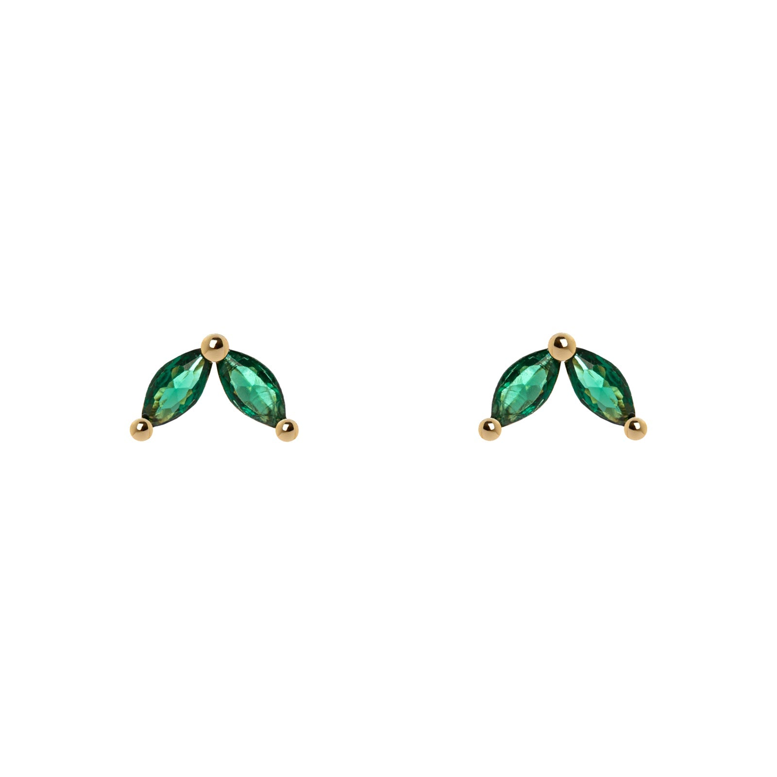 Two navettes mini earrings Rania - Green - Sodini Bijoux