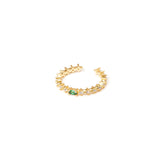 Ring with line of zirconias and oval Rania - Green - Sodini Bijoux