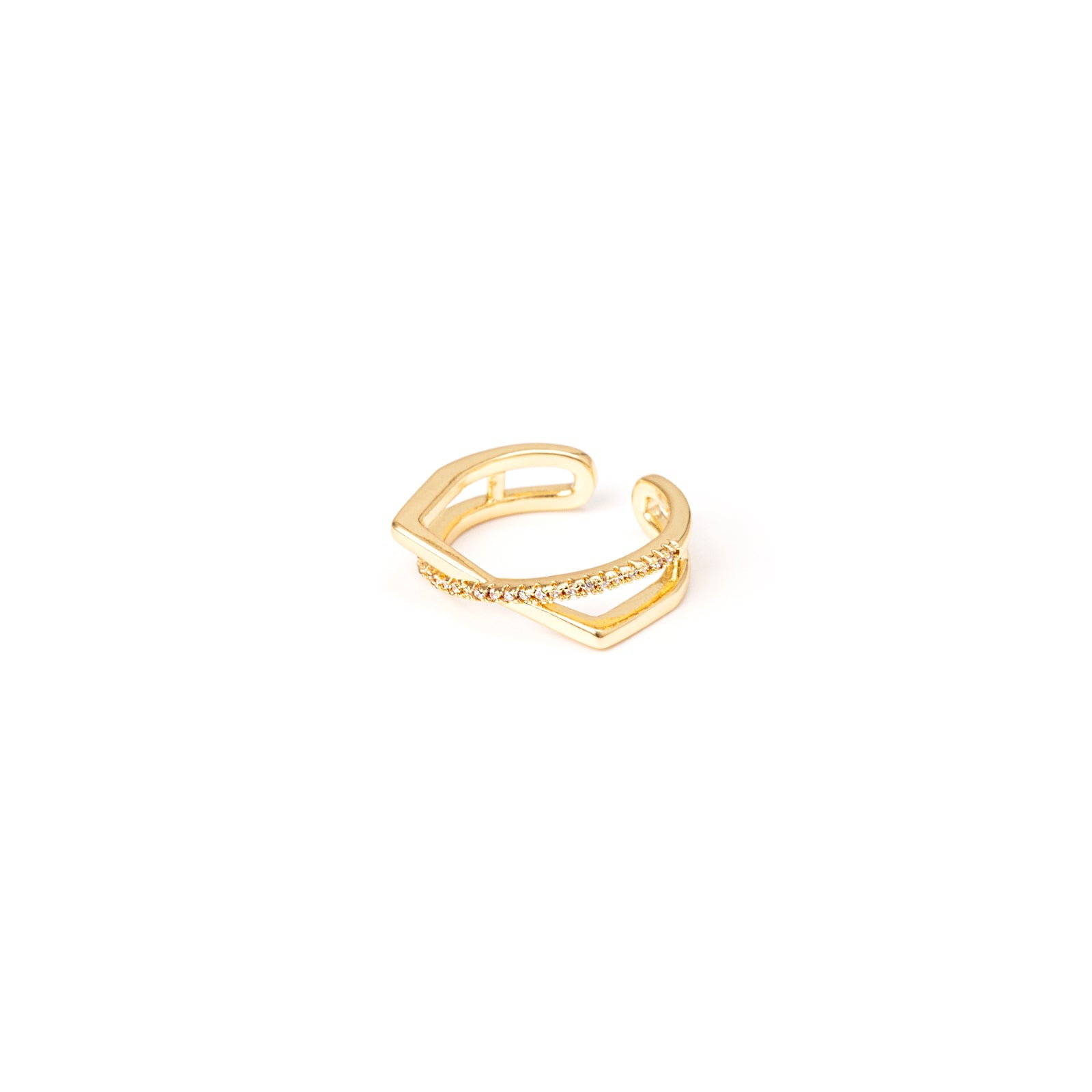 Ring with two cross threadlike bands Rania - Gold - Sodini Bijoux