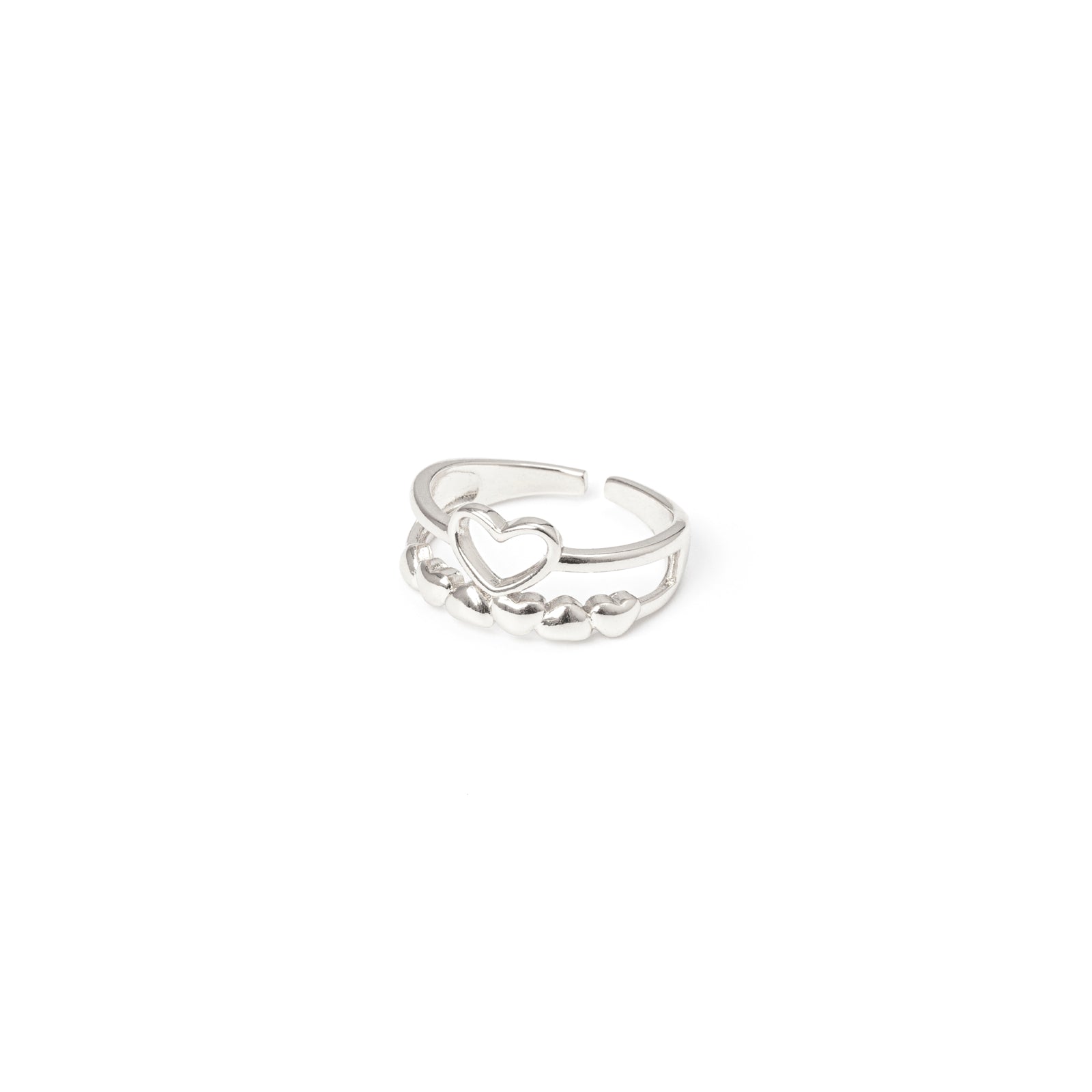 Ring with double thread and little heart Rania - Silver - Sodini Bijoux